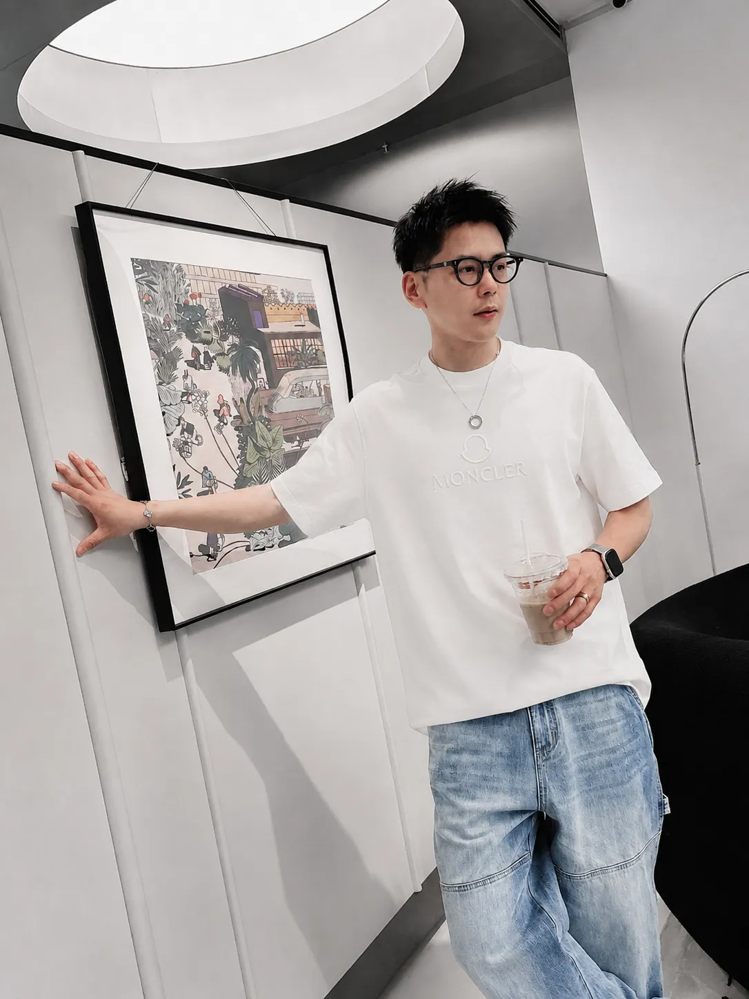 moncle～ logo 《 》7a tee ， Same Style ， : Black White Coffee Brown Size：S（90-130 ） M（125-150 ） L（135-165 ） XL（160-190 ） XXL（185-220 ）
